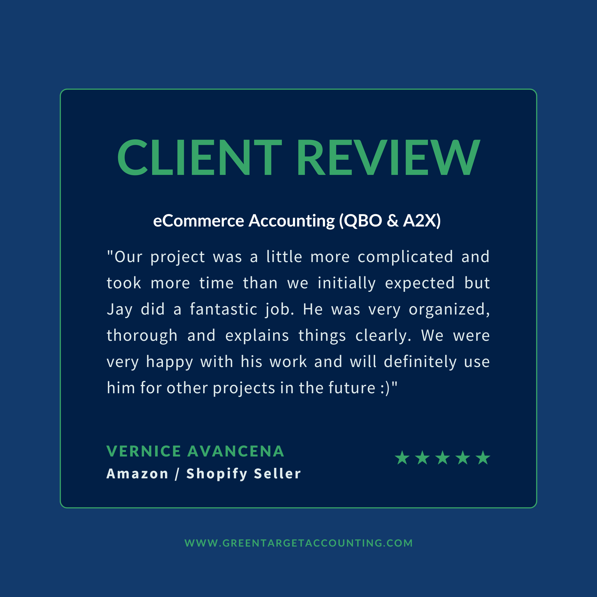 Portfolio 37 GreenTarget Ecommerce Accounting Client Review