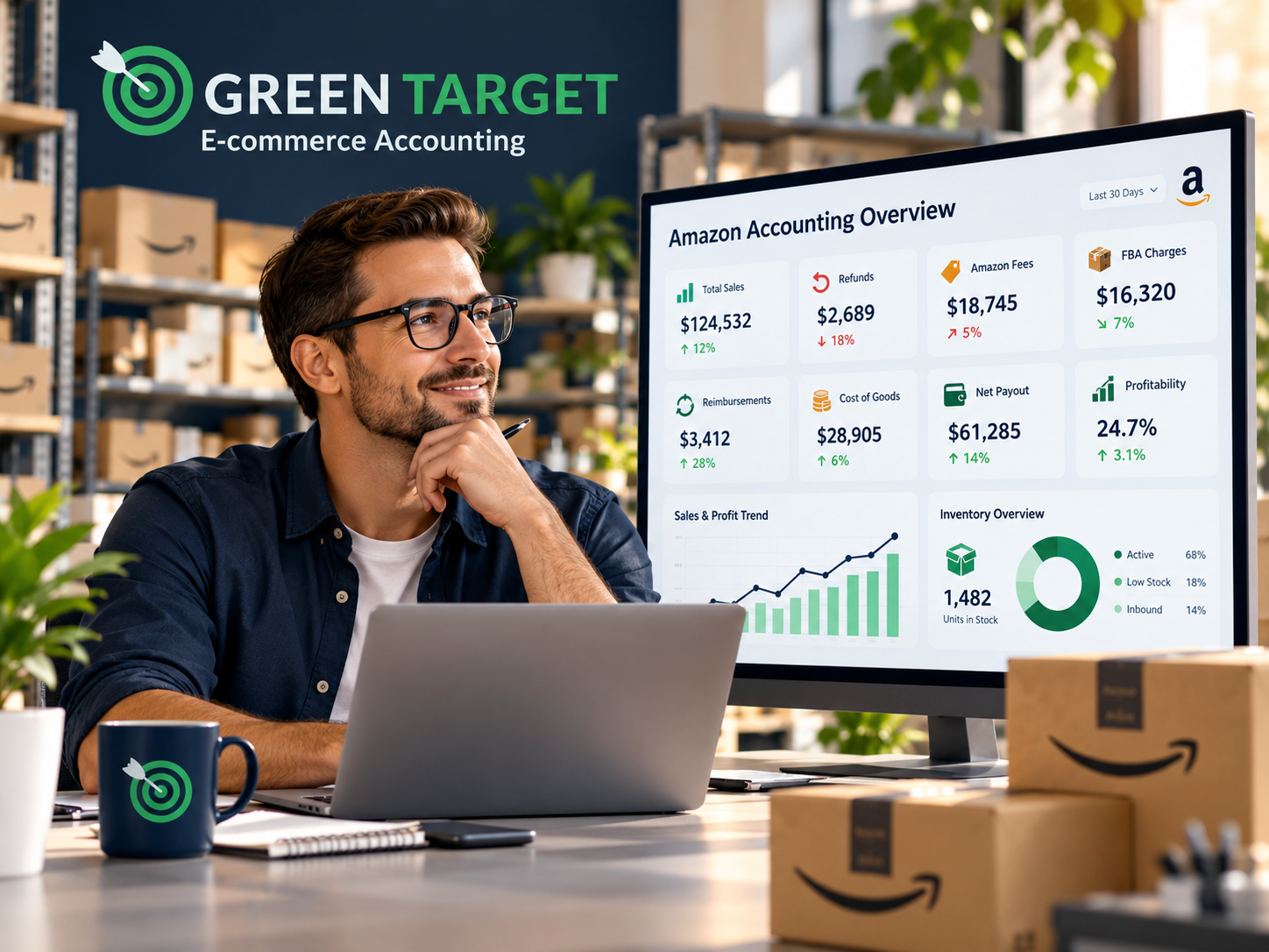 Amazon seller with financial accounting dashboard